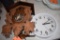 BAVARIAN STYLE KOO-KOO CLOCK, WEIGHTS MISSING AND