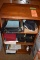 WOODEN MAITRE D STAND WITH THREE SHELVES, -
