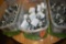 (4) BINS AND (1) BOX OF DECORATIONS AND CANDLE VOTIVES,