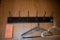BRONZE COAT RACK WITH SIX HOOKS, INCLUDES HANGERS