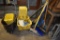LOT WITH MISC. BROOMS, DUST PAN, MOPS AND