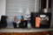 MISC. BARWARE, METAL SCOOPS, LAMP, ETC.