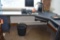 BLUE LAMINATE CORNER DESK WITH THREE DRAWERS,