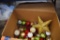BIN AND BOX OF CHRISTMAS DECORATIONS