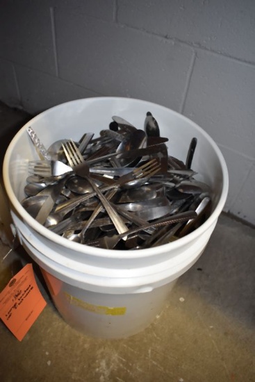 LARGE BUCKET OF FLATWARE, BUILDING 2 KITCHEN