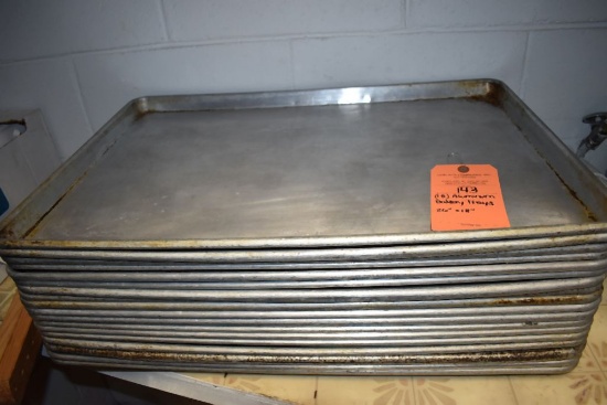 (18) ALUMINUM BAKERY TRAYS, 26" x 18",