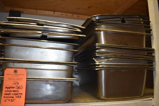 APPROX. (20) STAINLESS STEEL INSERTS, 20" x 13",