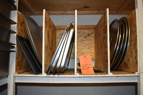 ASSORTED LIDS AND PANS IN FOUR DIVIDED SECTIONS
