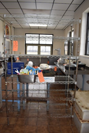 STAINLESS FREEZER RACK WITH SIX SHELVES, NO CONTENTS