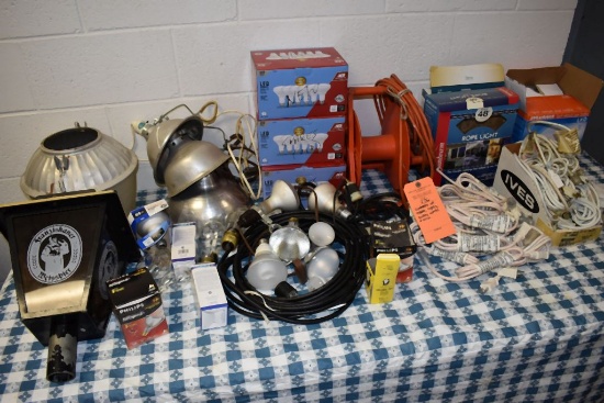 CONTENTS OF TABLE; LIGHTS, BULBS, CORDS AND MISC.