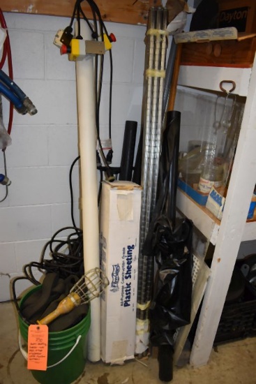 PLASTIC SHEETING, FREEZER RACK LEGS, STRAPS AND
