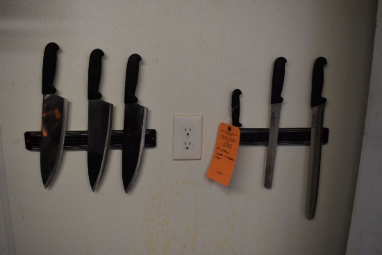 (6) COZZINI KNIVES AND MAGNETIC STRIPS