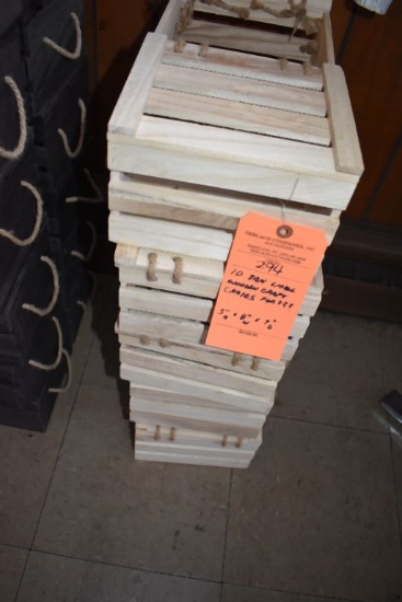 (10) TAN WOODEN CRAFT CRATES, 5"H x 8"W x 7"D