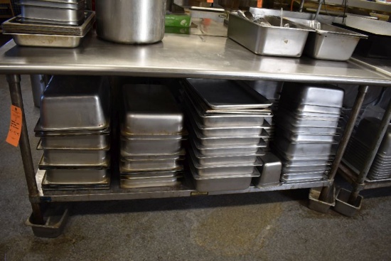 STAINLESS STEEL PREP TABLE, NO CONTENTS, 72"W x 30"D x 36"H
