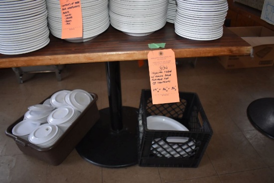 PEDESTAL TABLE WITH ROUND BASE, FORMICA TOP,