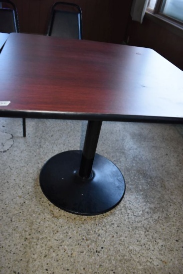 SQUARE PEDESTAL TABLE WITH FORMICA TOP,
