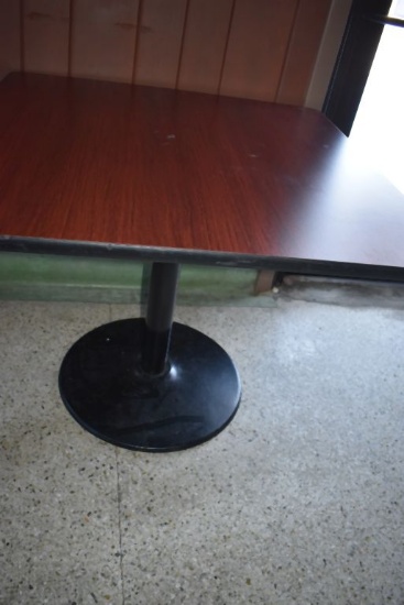 SQUARE PEDESTAL TABLE WITH FORMICA TOP,