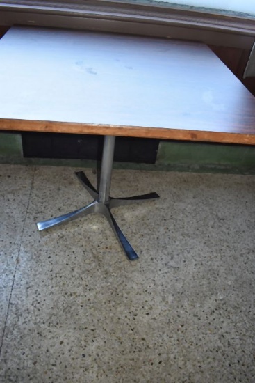 SQUARE PEDESTAL TABLE WITH FORMICA TOP,