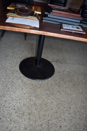 SQUARE PEDESTAL TABLE WITH FORMICA TOP,