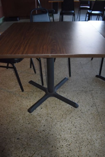 SQUARE PEDESTAL TABLE WITH FORMICA TOP,