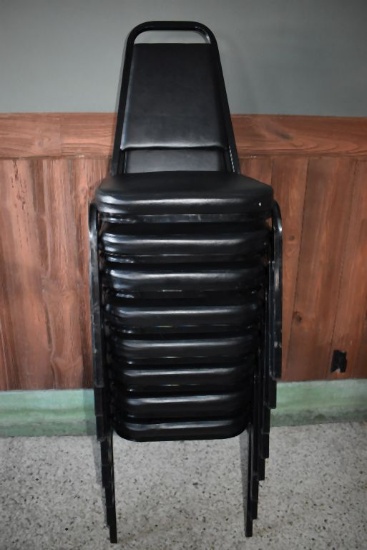STACK OF (8) STEEL FRAMED CHAIRS WITH VINYL SEATS