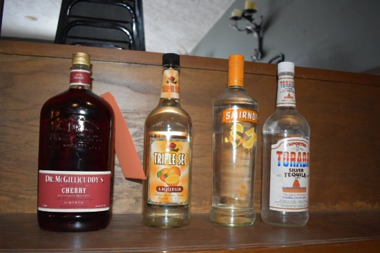 (4) BOTTLES; TORADA TEQUILA, TRIPLE SEC