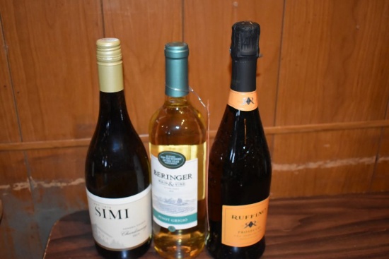 (3) BOTTLES; CHARDONNAY, PROSECO, PINOT GRIGIO,