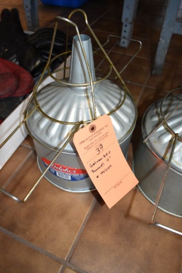 GALVANIZED FUNNEL, 9" AND HOLDER, BUILDING 2 KITCHEN
