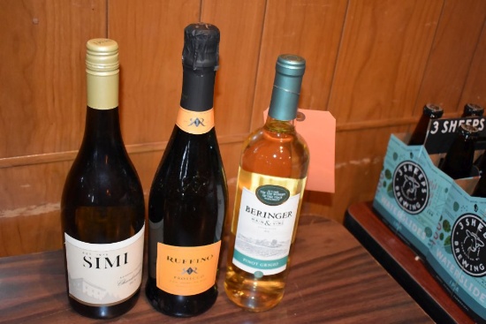 (3) BOTTLES; RUFFINO PROSECO, BERINGER PINOT GRIGIO,