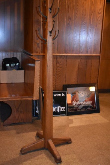 WOODEN COAT TREE WITH EIGHT HOOKS