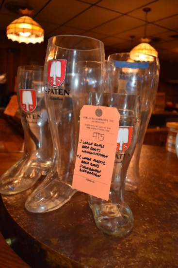 (3) LARGE GLASS BEER BOOTS WEIHENSTEPHAN, &