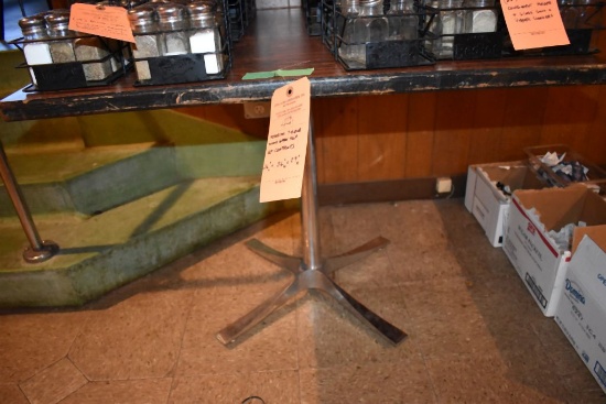 PEDESTAL TABLE, WOODGRAIN TOP, NO CONTENTS, 36"L x