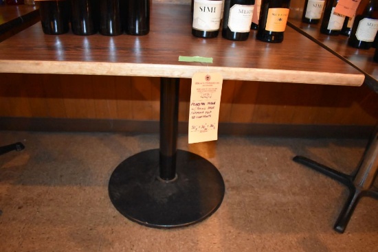 PEDESTAL TABLE, WOODGRAIN TOP, NO CONTENTS, 36"L x