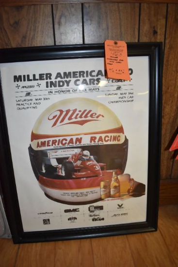 MILLER AMERICAN 200 INDY CARS SIGN, 31"H x 25"W