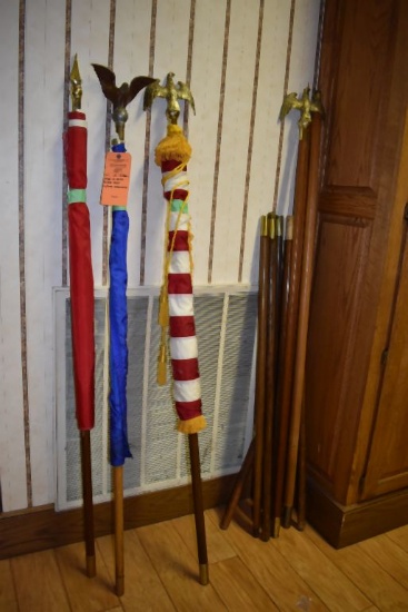 U.S., WISC., CANADIAN FLAGS ON HONOR GUARD POLES