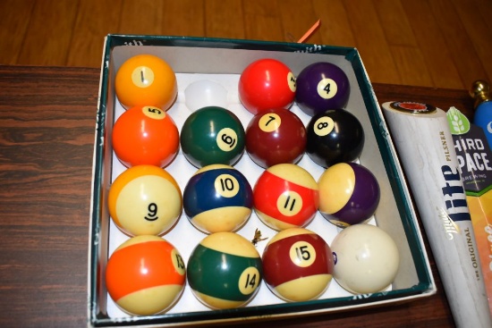 PARTIAL SET OF NEW POOL BALLS, **MISSING 2 BALL**