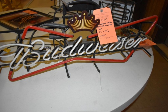 BUDWEISER NEON BOW TIE WINDOW SIGN, 31"L x 14"H, WORKS