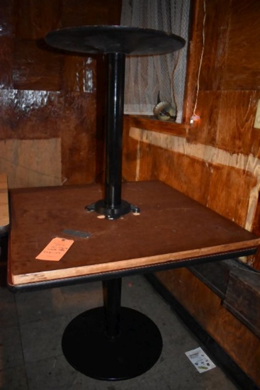 PAIR OF SQUARE PEDESTAL TABLES, 36" x 36" x 30"H