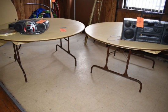 LOT OF (2) 5' DIAMETER BANQUET TABLES, NO CONTENTS