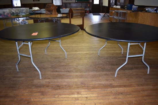 LOT OF (2) 5' DIAMETER BANQUET TABLES, NO CONTENTS