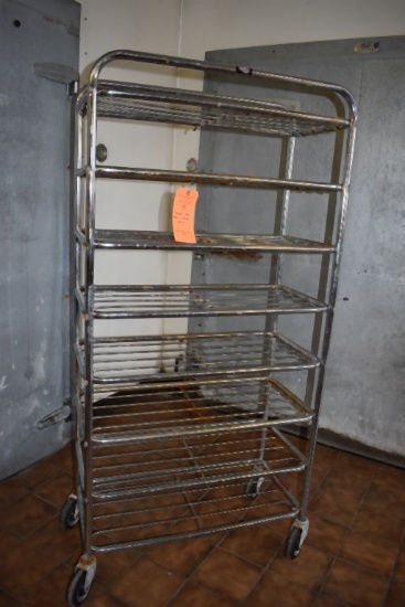 UNARCO STEEL RACK ON CASTERS, EIGHT SHELVES,