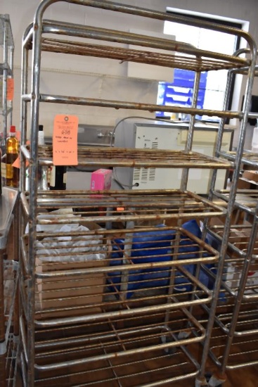 STEEL RACK ON CASTERS WITH EIGHT SHELVES,