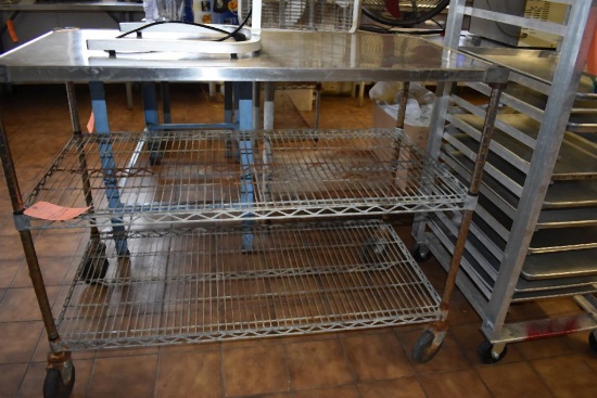 FREEZER RACK ON CASTERS - THREE SHELVES,