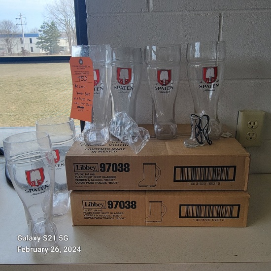 (6) GLASS SPATEN BOOTS AND (2) BOXES OF SMALL GLASS SHOT BOOTS