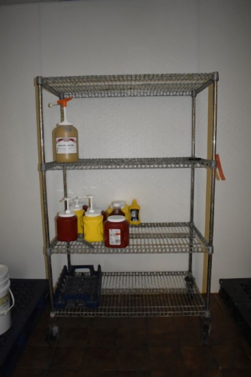 FREEZER RACK WITH FOUR SHELVES, NO CONTENTS,