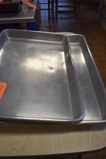 (2) LARGE STAINLESS STEEL PANS, 26" x 18" x 2"D,
