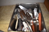 STAINLESS STEEL INSERT PAN WITH ASSORTED UTENSILS;