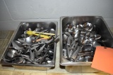 (2) STAINLESS STEEL INSERTS WITH CONTENTS; PRIMARILY SPOONS