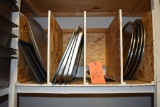 ASSORTED LIDS AND PANS IN FOUR DIVIDED SECTIONS