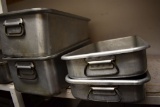 (4) ALUMINUM PANS WITH HANDLES, 20
